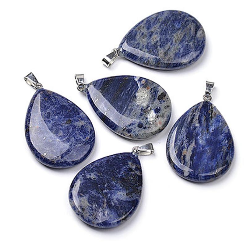 Pendentif sodalite Brésil A goutte acier inoxydable