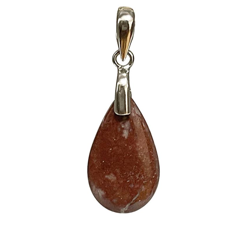 Pendentif thulite goutte argent 925