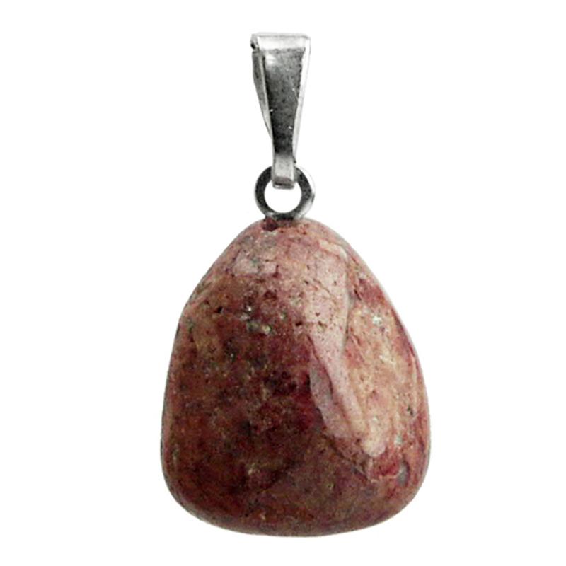 Pendentif thulite Norvège A pierre roulée boucle argent 925