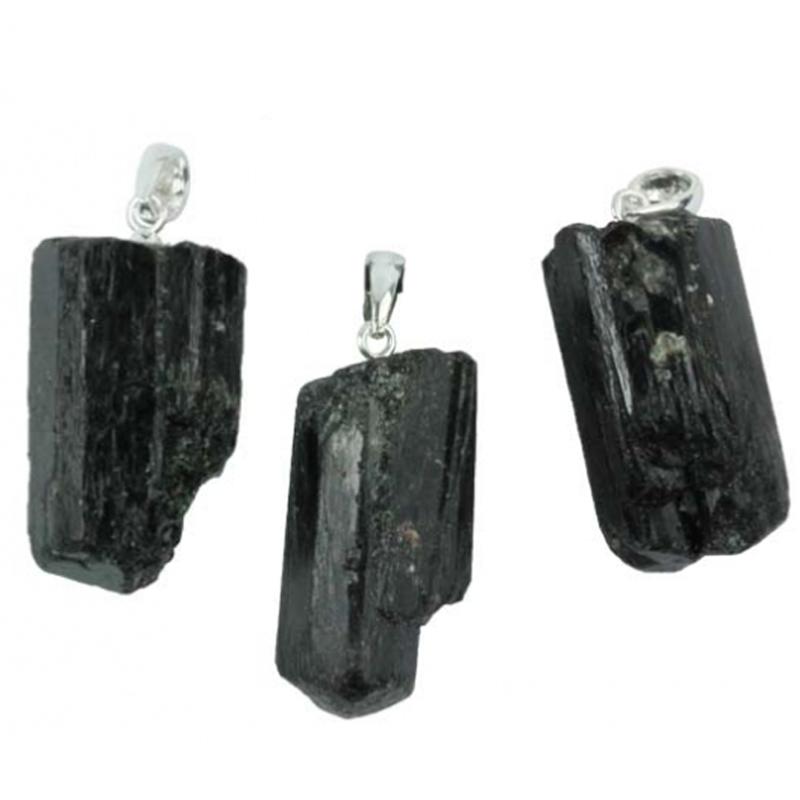 Pendentif tourmaline noire brute Brésil A  boucle argent 925