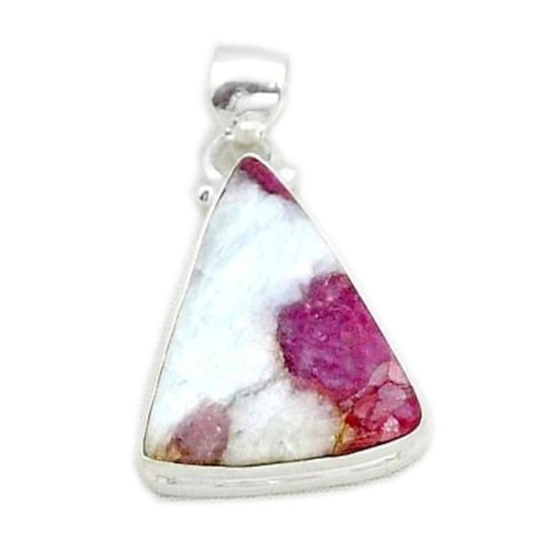 Pendentif tourmaline rose sur quartz Brésil AA argent 925