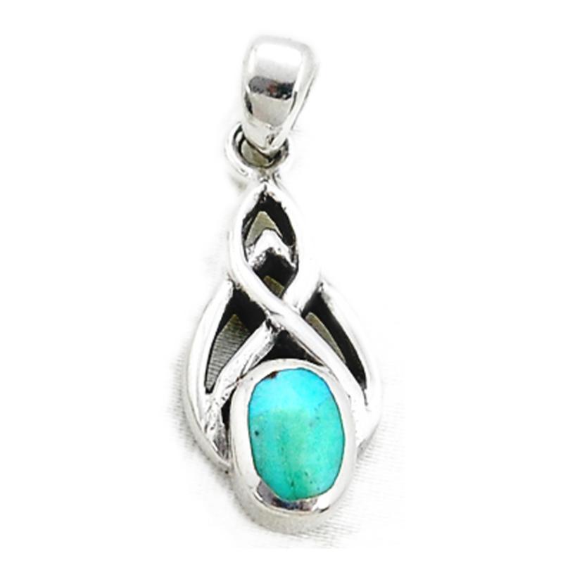 Pendentif turquoise Tibet AA argent 925