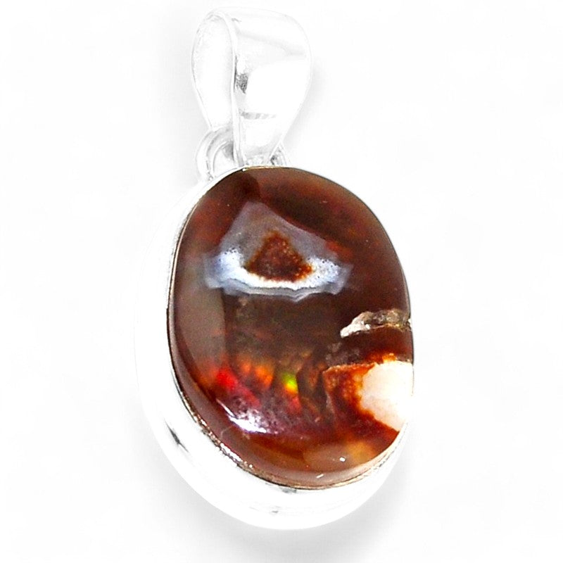 Pendentif agate de feu Mexique AA argent 925