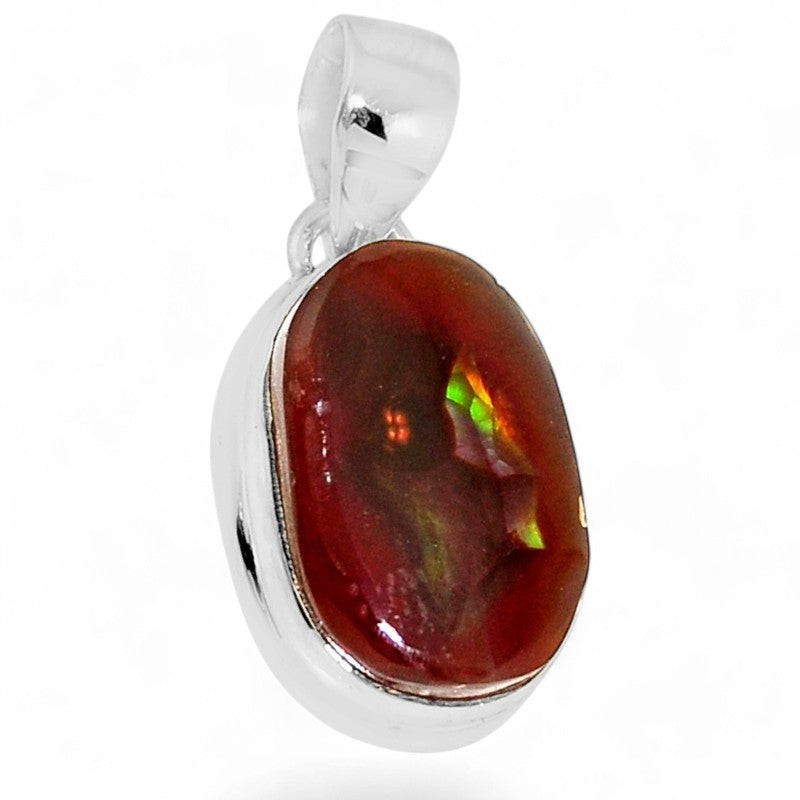 Pendentif agate de feu Mexique AA argent 925