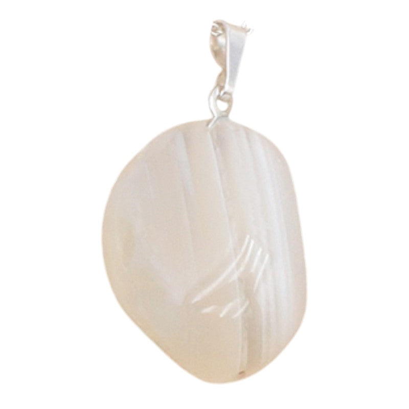 White agate pendant India A (rolled stone)