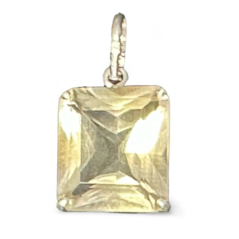 Pendentif citrine naturelle facettée Madagascar AA argent 925