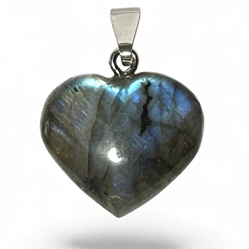 Pendentif coeur Labradorite Madagascar AA argent 925 (20-25mm)