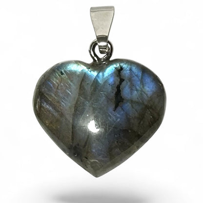 Pendentif coeur Labradorite Madagascar AA argent 925 (20-25mm)