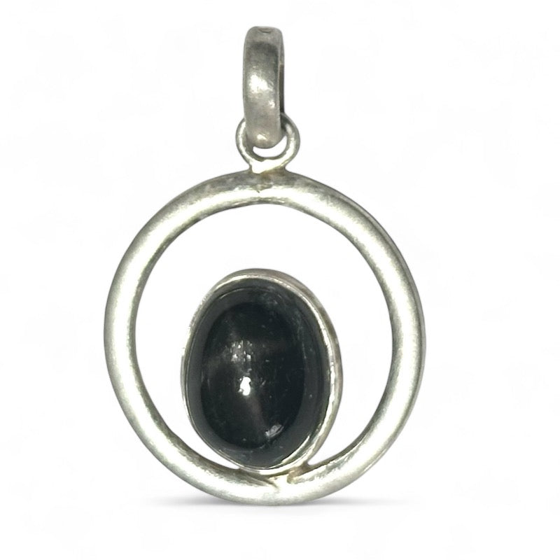 Pendentif diopside étoilé (black star) Inde AA argent 925