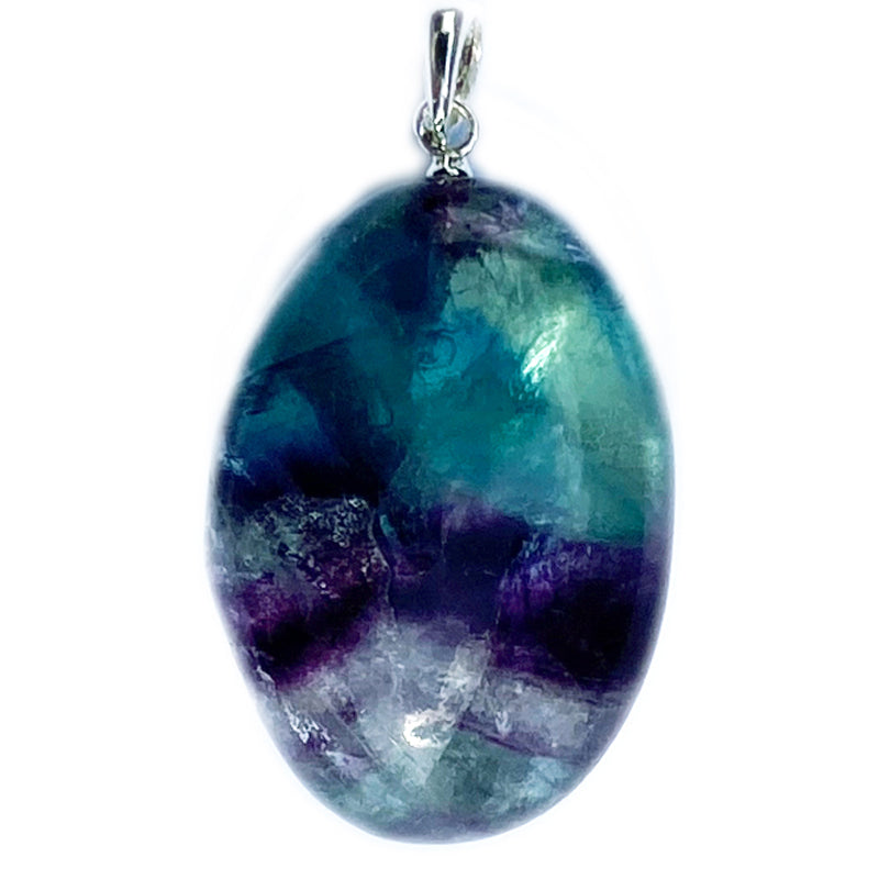 Multicolored fluorite pendant China With 925 silver buckle