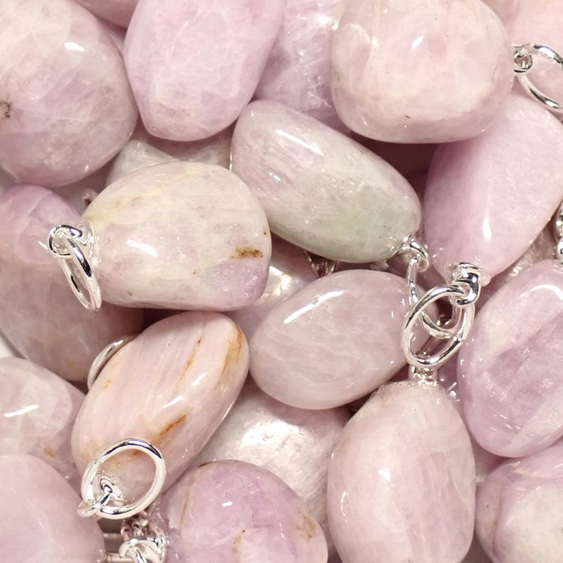 Kunzite pendant Brazil with rolled stone 925 silver loop