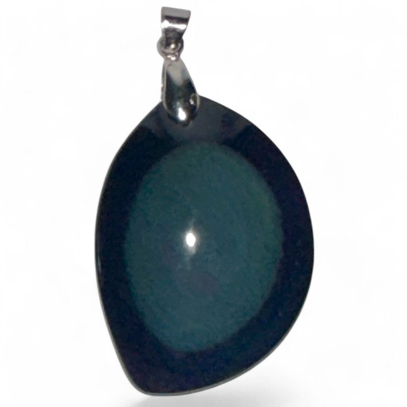 Pendentif obsidienne oeil céleste Mexique AAA acier inoxydable