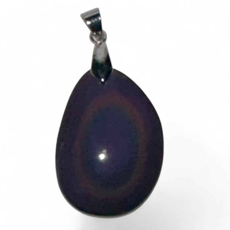 Pendentif obsidienne oeil céleste Mexique AAA acier inoxydable