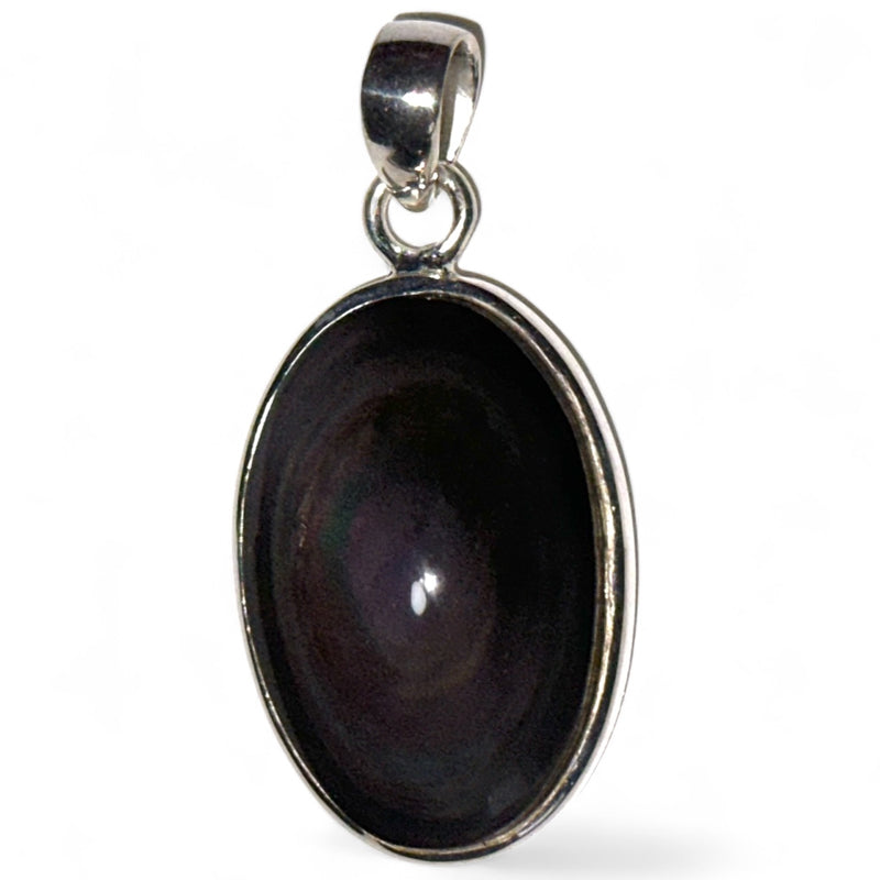 Celestial eye obsidian pendant Mexico AAA silver 925