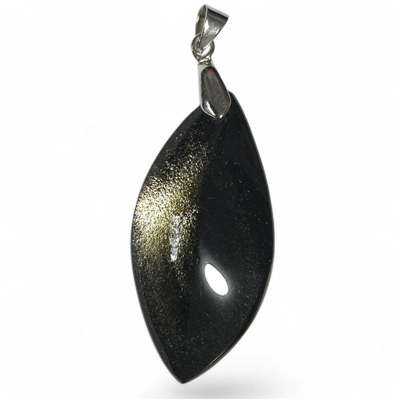 Pendentif obsidienne dorée Mexique AA acier inoxydable