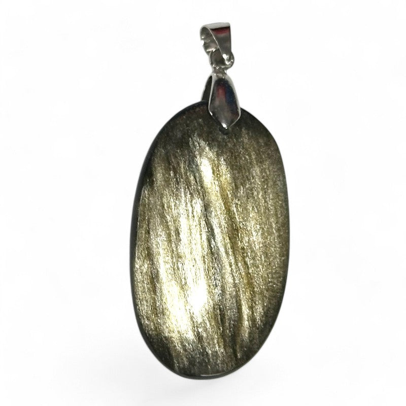 Pendentif obsidienne dorée Mexique AA acier inoxydable