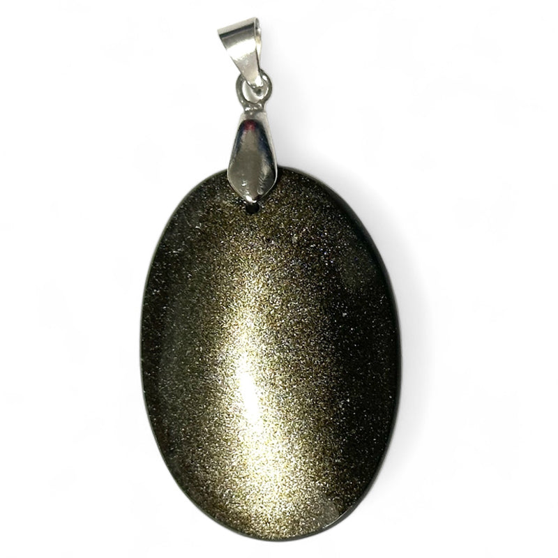 Golden obsidian pendant Mexico AA stainless steel