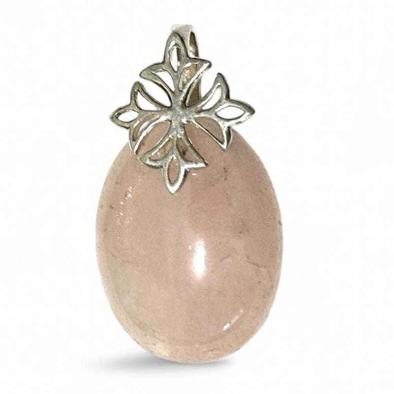 Pendentif quartz rose Brésil AA argent 925