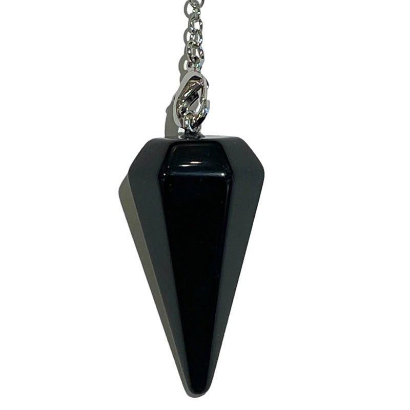 Black hexagonal obsidian pendulum Mexico A