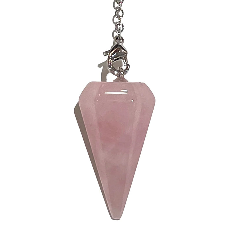 Hexagonal rose quartz pendulum Brazil A