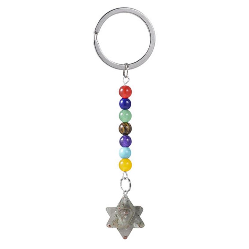 Porte clefs 7 chakras Merkaba Agate naturelle