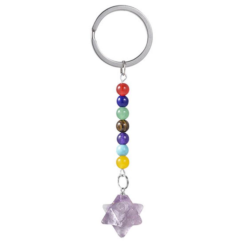 Porte clefs 7 chakras Merkaba Améthyste