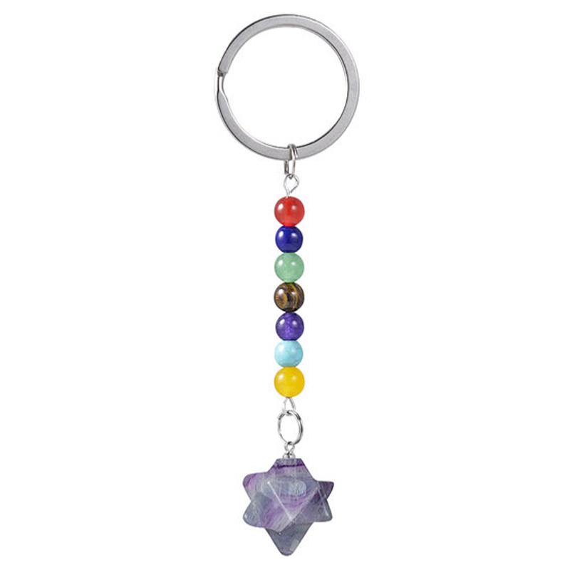 Porte clefs 7 chakras Merkaba Fluorine multicolore