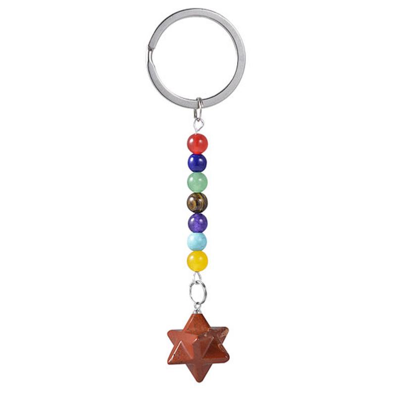 Porte clefs 7 chakras Merkaba Jaspe Rouge