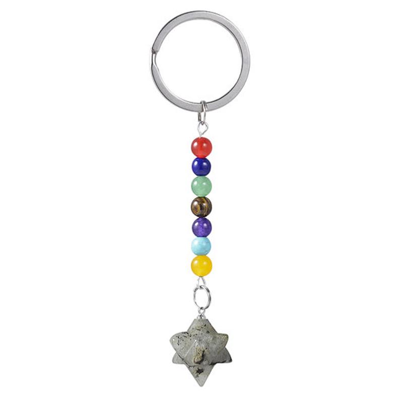 Porte clefs 7 chakras Merkaba Labradorite