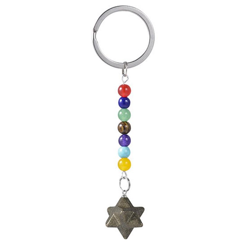 Porte clefs 7 chakras Merkaba Pyrite