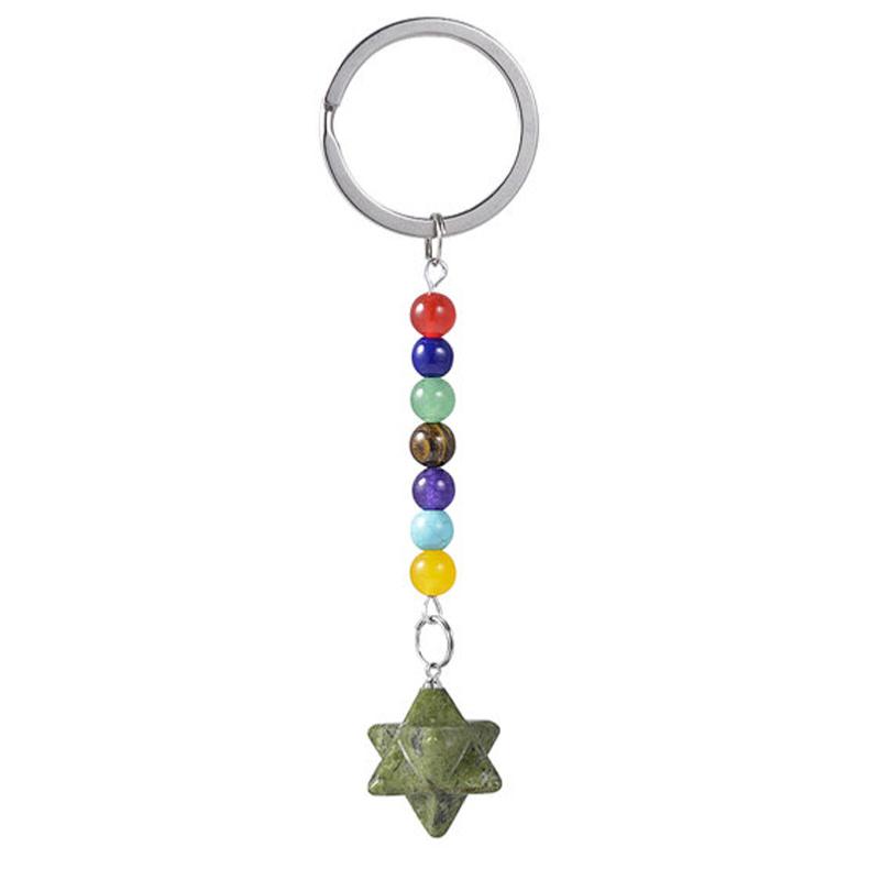 Porte clefs 7 chakras Merkaba Unakite