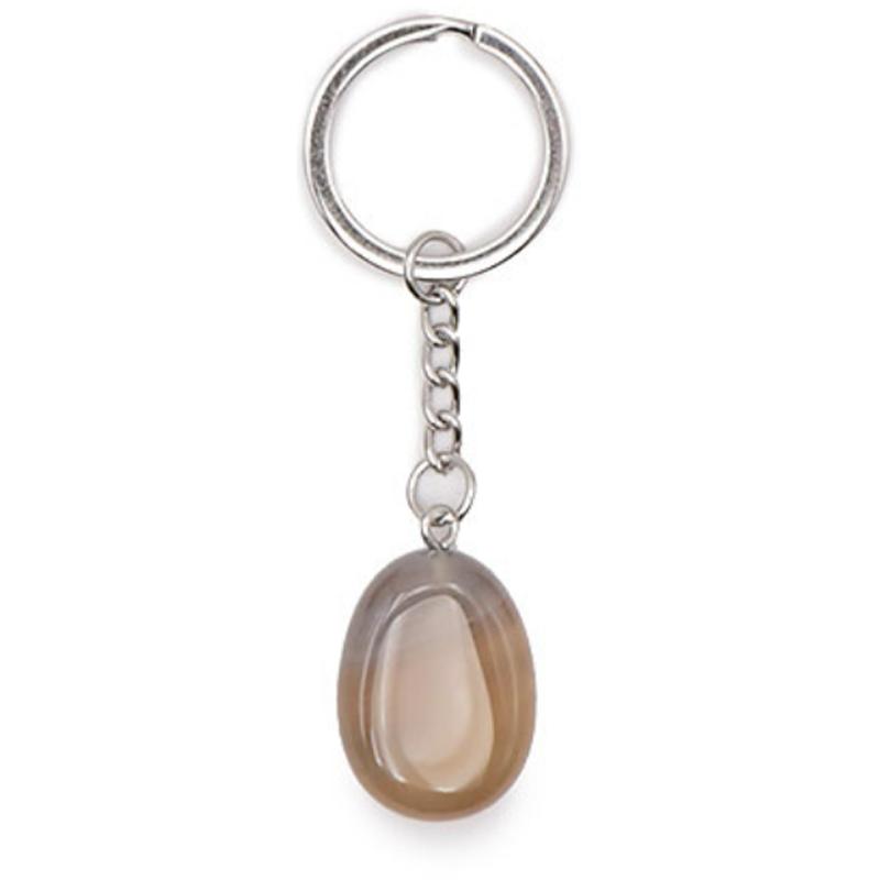 Porte clefs agate Botswana A pierre roulée