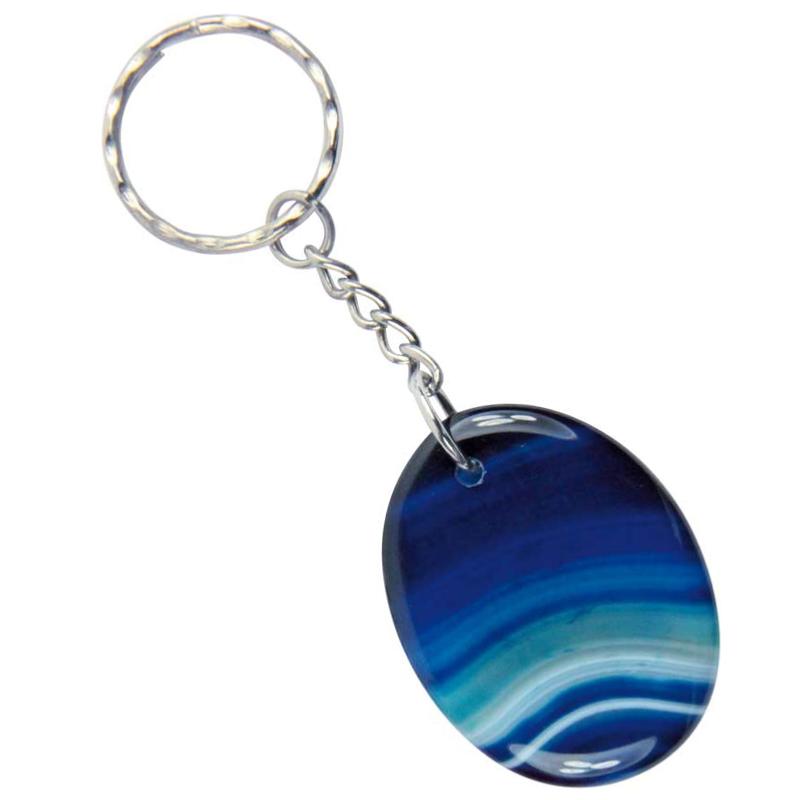 Porte clefs agate teintée bleue Brésil A