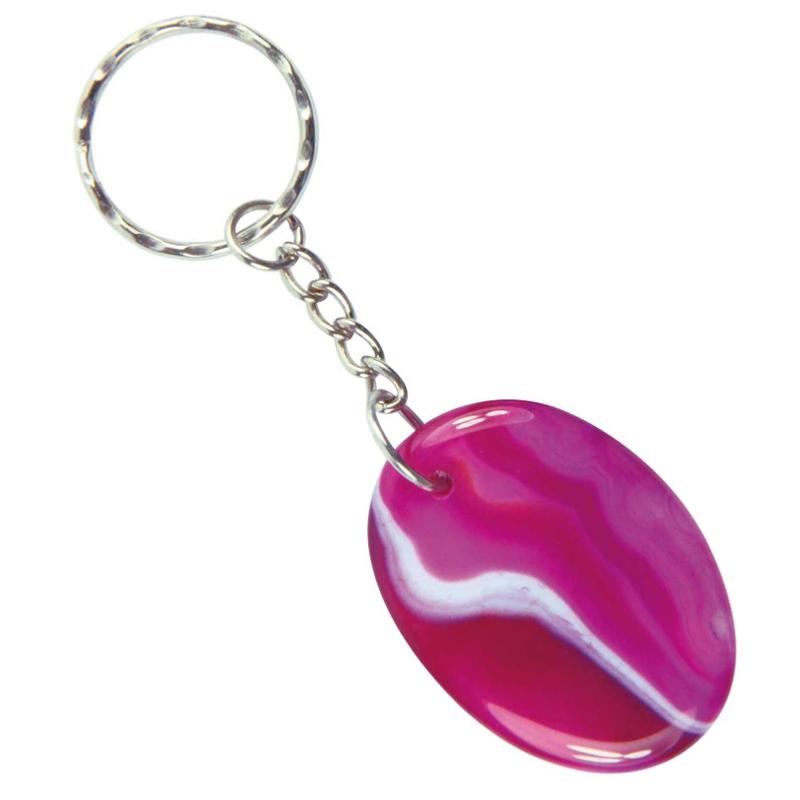 Porte clefs agate teintée rose Brésil A