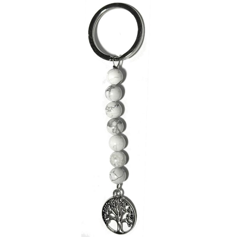 Porte clefs arbre de vie howlite