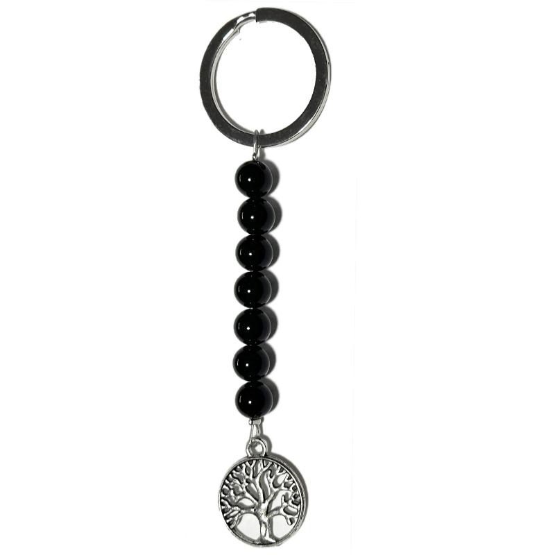 Porte clefs arbre de vie onyx