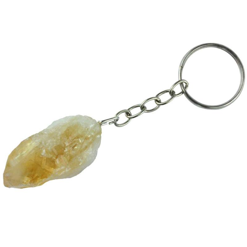 Porte clefs pointe citrine chauffée brute