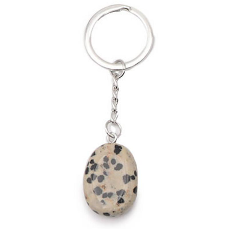 Porte clefs jaspe dalmatien Mexique A pierre roulée