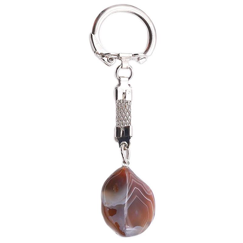 Porte clefs agate Botswana pierre roulée