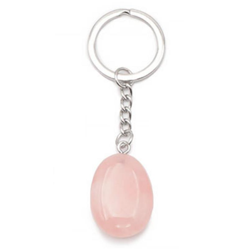 Porte clefs quartz rose Brésil A pierre roulée