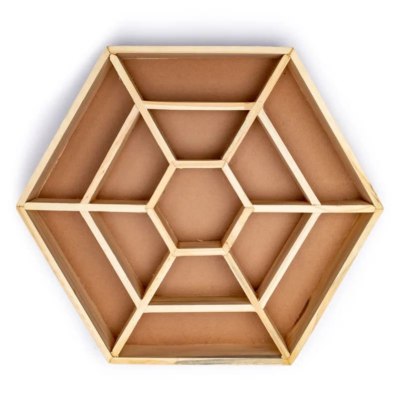 Caja de almacenamiento de madera hexagonal