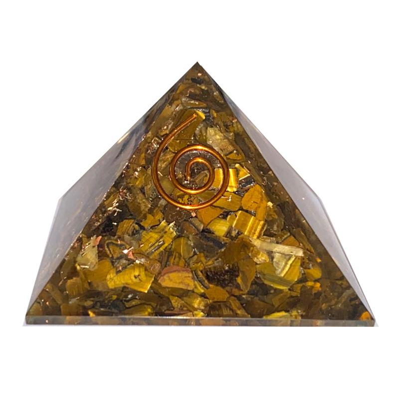 Pyramide orgonite oeil de tigre 5cm