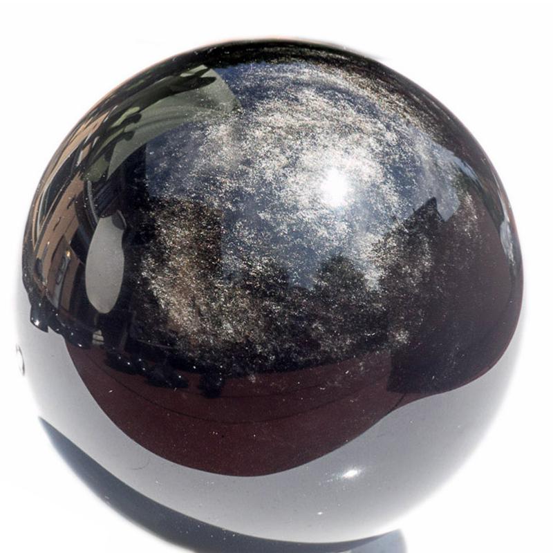 Sphère obsidienne argentée - 80mm