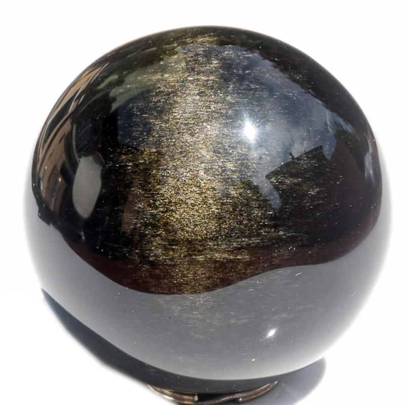 Sphère obsidienne dorée - 65mm