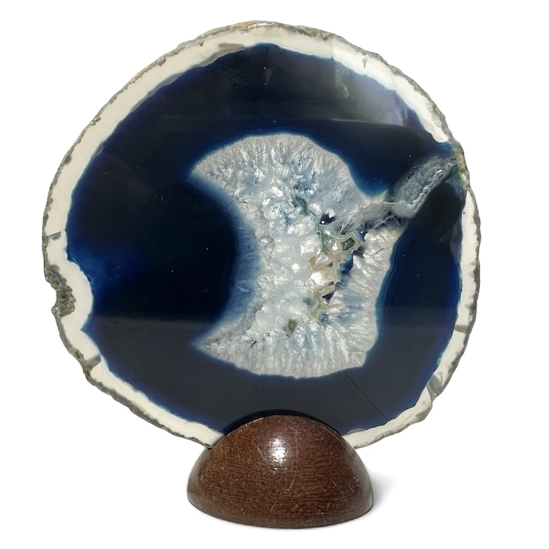 Thin slice of blue dyed agate Brazil AA