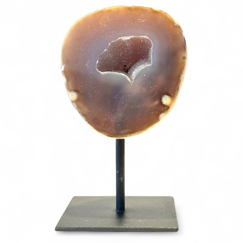 Brazilian AA agate slice on metal support - 842g