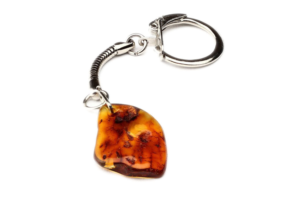 Porte clefs ambre cognac