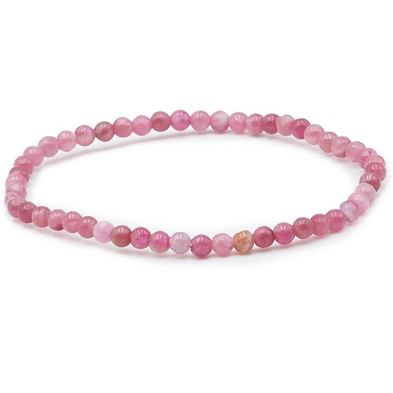 Bracelet tourmaline rose ou rubélite Brésil A (boules 3-4mm)