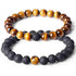 Lot de 2 bracelets Oeil de tigre_pierre de lave 8mm