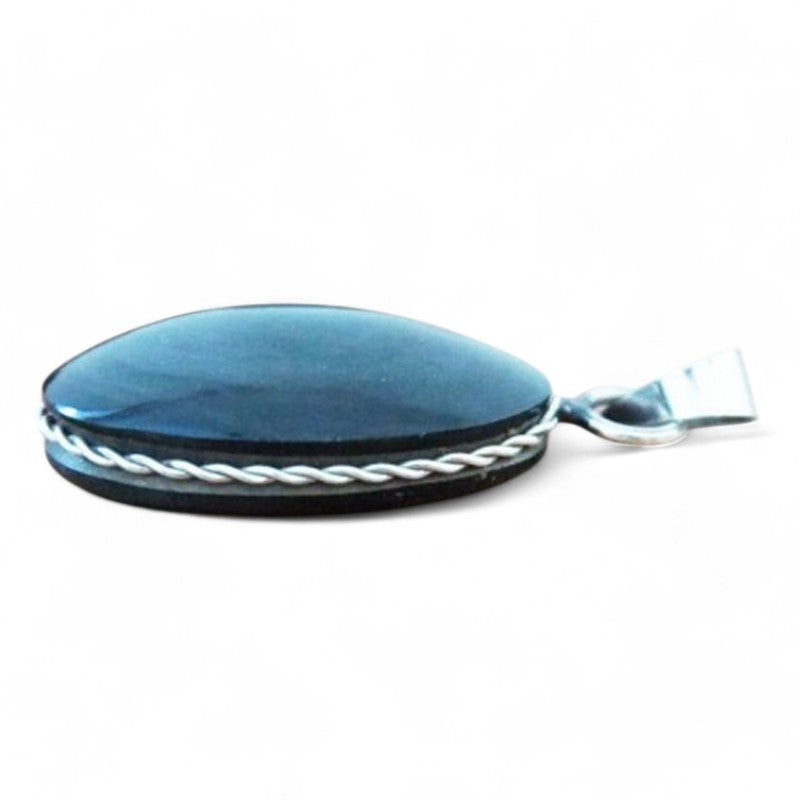 Pendentif obsidienne oeil céleste sertie Mexique AAA argent 925